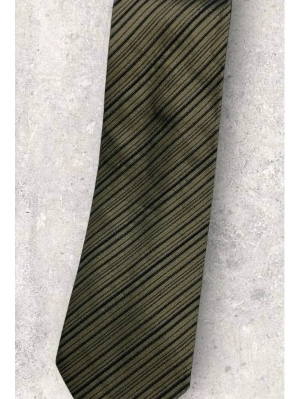 GUCCI Silk Tie ITALY Beige Black Striped W:3.7